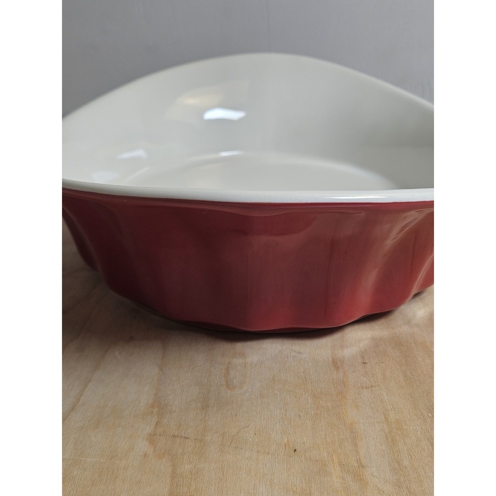Crofton Red Stoneware Oval Baking Dish 11 x 8.25 White Interior Oven Safe